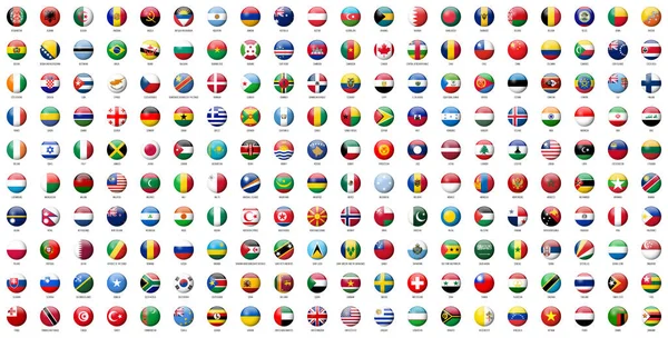 Dünya ülkelerinin ulusal bayrak düğmeleri — Stok Vektör