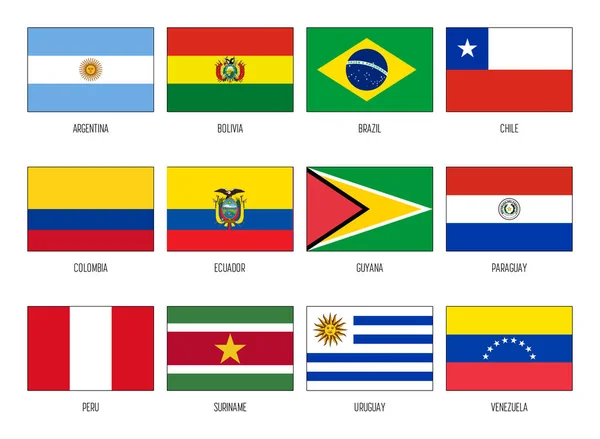 América do Sul vetor coleção bandeira nacional —  Vetores de Stock