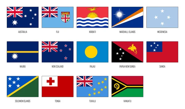 Australia and Oceania vector national flag collection — Stock Vector