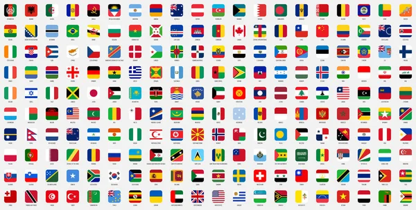 Banderas nacionales cuadradas de los países del mundo — Vector de stock