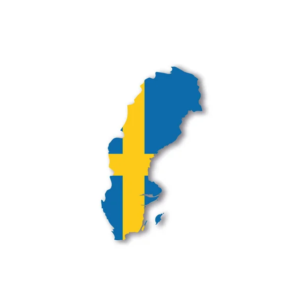 Zweedse nationale vlag in de vorm van een landenkaart — Stockvector