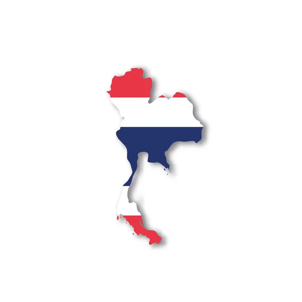Bandera nacional de Tailandia en forma de mapa de país — Vector de stock