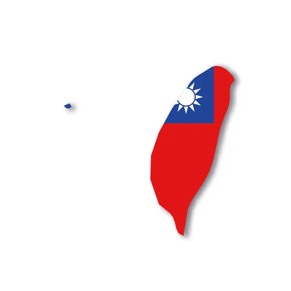 Εθνική σημαία της Ταϊβάν σε σχήμα χάρτη χώρας — Διανυσματικό Αρχείο