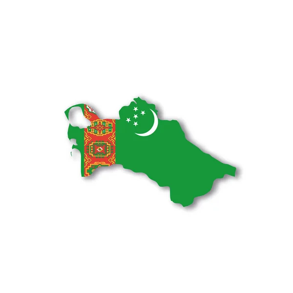 Bandeira nacional do Turquemenistão em forma de mapa do país — Vetor de Stock