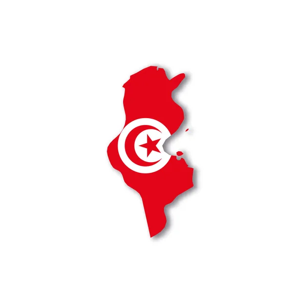 Flaga narodowa Tunezji w kształcie mapy kraju — Wektor stockowy