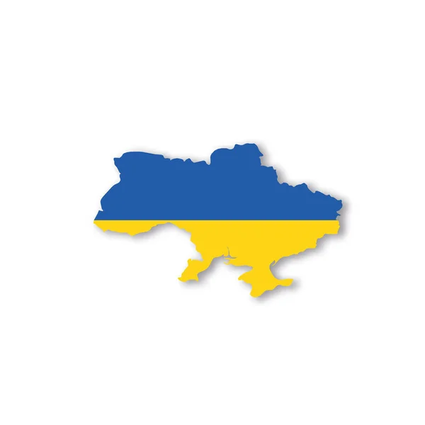 Nationalflagge der Ukraine in Form einer Landkarte — Stockvektor
