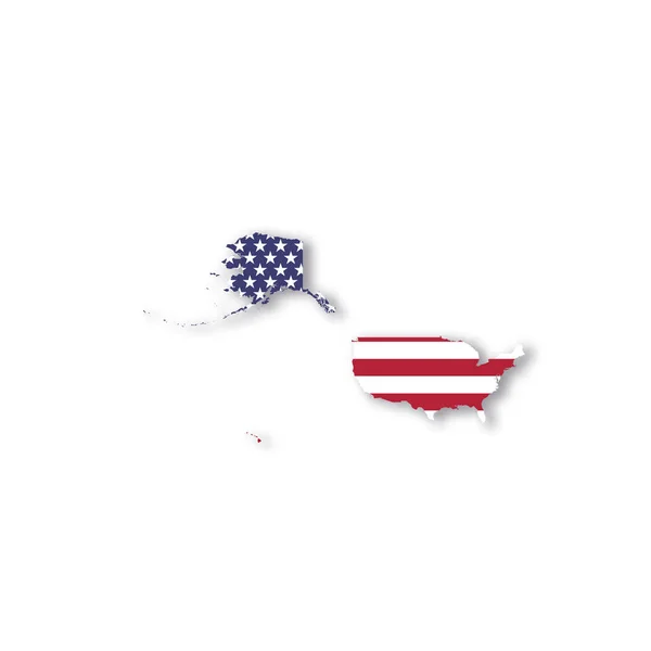 Amerika Birleşik Devletleri ve ABD ulusal bayrağı ülke haritası şeklinde — Stok Vektör