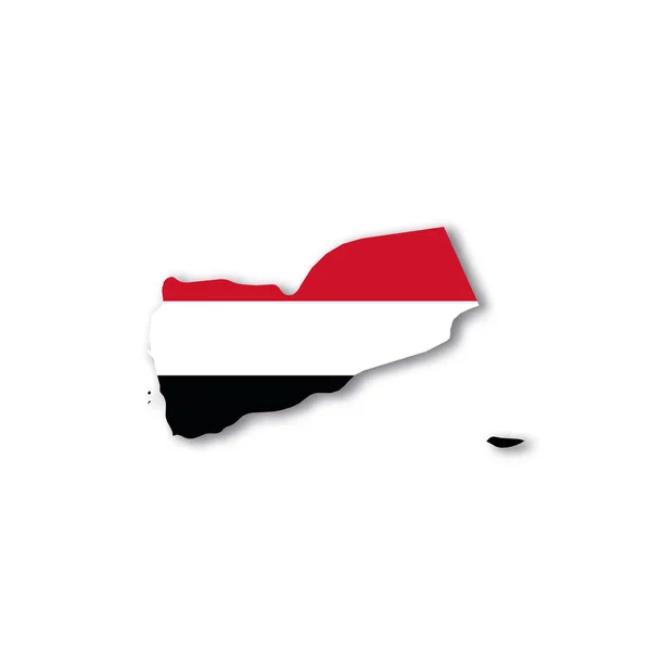 Bandiera nazionale dello Yemen a forma di mappa del paese — Vettoriale Stock
