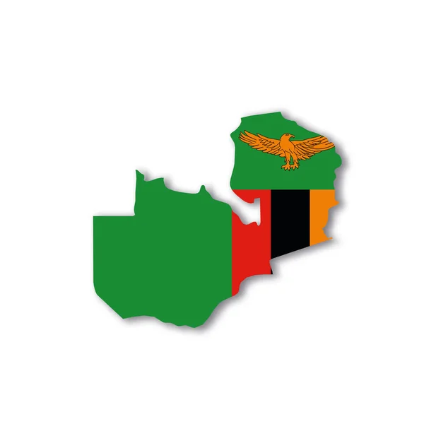 国家地图形状的赞比亚国旗 — 图库矢量图片