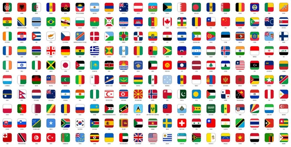 Banderas nacionales cuadradas de los países del mundo — Vector de stock