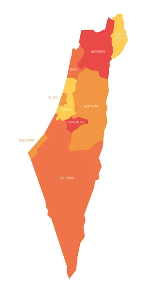 Израиль - административная карта районов — стоковый вектор