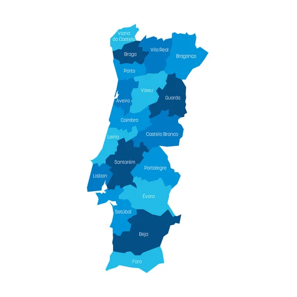 Portugalsko - administrativní mapa okresů — Stockový vektor