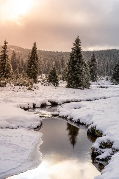 Zimní krajina Jizerských hor — Stock fotografie