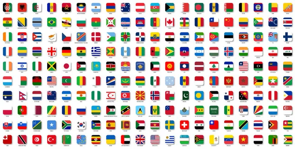 Banderas nacionales cuadradas de los países del mundo — Archivo Imágenes Vectoriales
