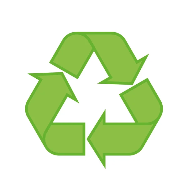 ユニバーサル リサイクル シンボル 低またはゼロの廃棄物 明確なエネルギー 天然資源の保全 自然生態系の保護または地球の生態系の持続可能性のテーマ 緑のフラットベクトルシンボル — ストックベクタ