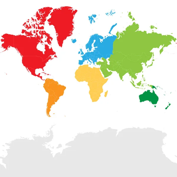 Kolorowa mapa polityczna Kontynenty świata. — Wektor stockowy
