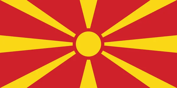 Oficiální vlajka země Severní Makedonie — Stockový vektor