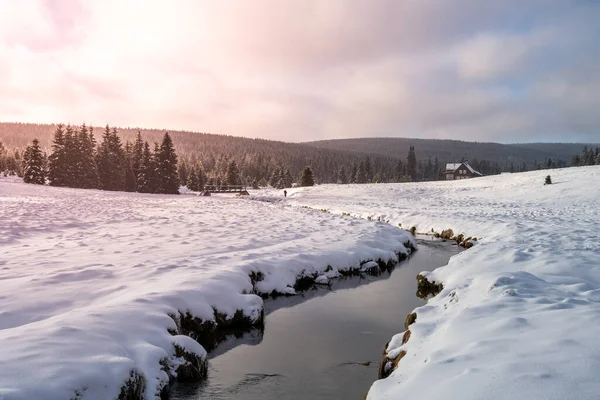 Zimní krajina Jizerských hor — Stock fotografie