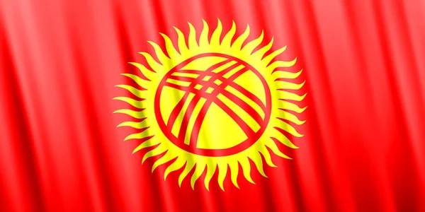 Bandera ondulada vectorial de Kirguistán — Vector de stock