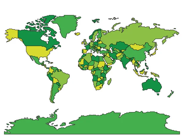 Vereenvoudigde soepele grens Wereldkaart — Stockvector