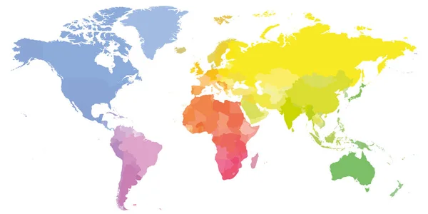 A világ színes politikai térképe — Stock Vector