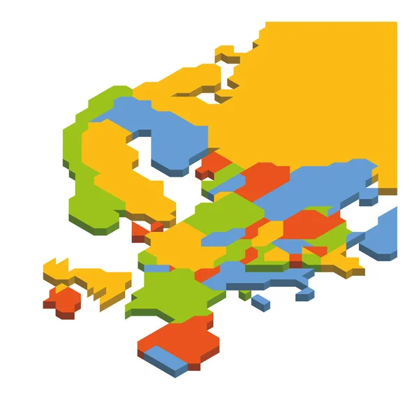 Isometrisk politisk karta över Europa — Stock vektor