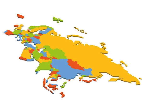 Isometrische politische Landkarte Eurasiens — Stockvektor