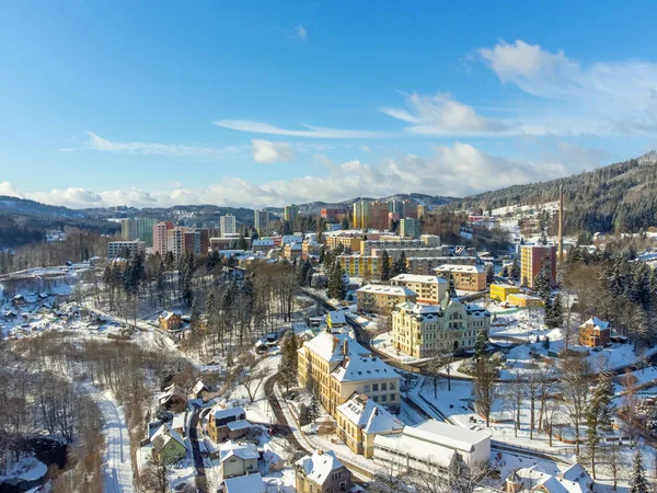 Aerial view of Tanvald on sunny winter day — Stock Photo, Image