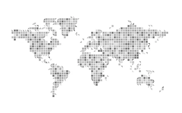 世界地図灰色の正方形のモザイク — ストックベクタ