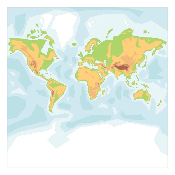 Vereenvoudigde fysieke kaart van de wereld — Stockvector