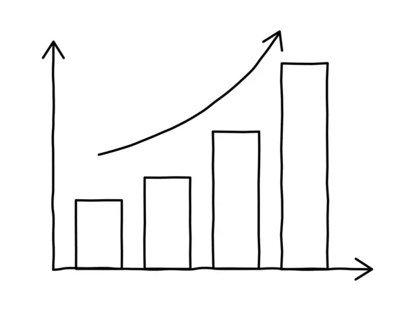 Doodle menggambar diagram batang pertumbuhan - Stok Vektor