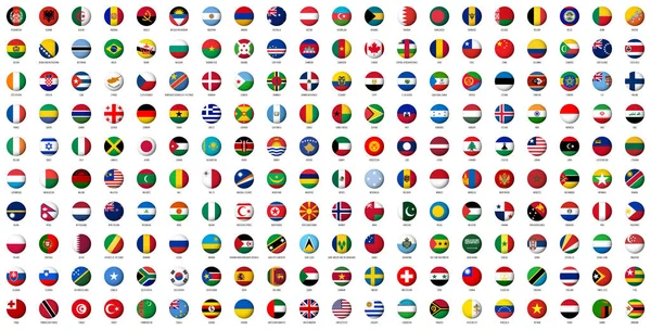 Bandeiras nacionais de botões de países do mundo — Vetor de Stock