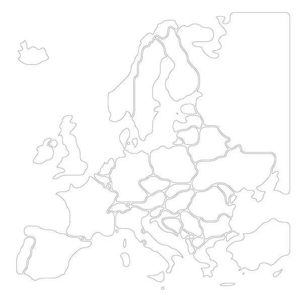 Vereinfachte glatte Europakarte — Stockvektor