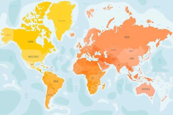 世界五彩斑斓的政治地图. — 图库矢量图片