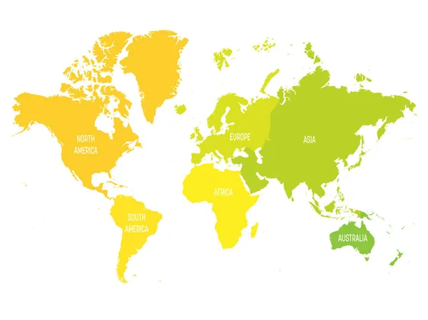 Barevná politická mapa Světových kontinentů. — Stockový vektor