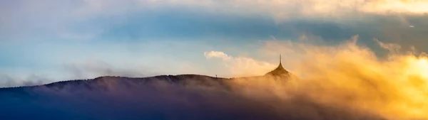 Jested Moutnain Sonnenuntergang panoramische Landschaft — Stockfoto