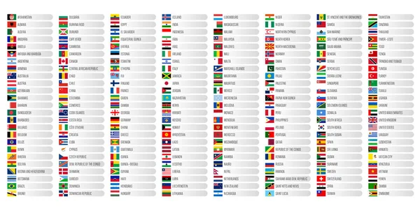 Lista de banderas de países del mundo — Archivo Imágenes Vectoriales