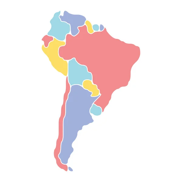 Mapa liso del continente sudamericano — Vector de stock