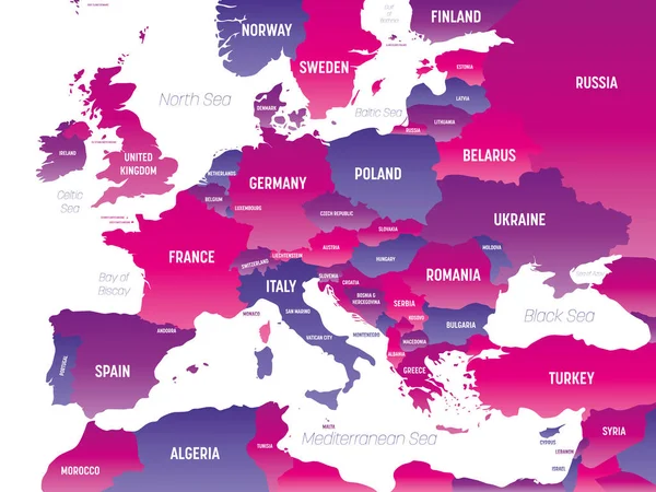 Europa mapa político detallado con lables — Vector de stock