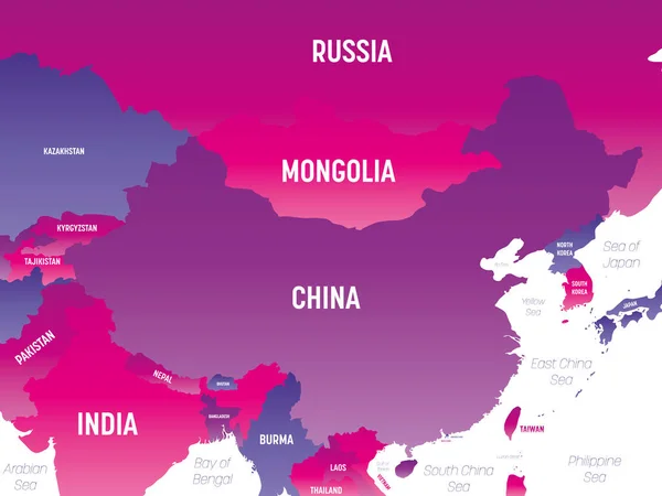 China mapa político detallado con lables — Vector de stock