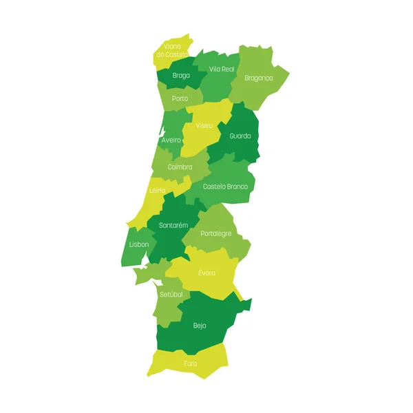 Portugal - Verwaltungskarte der Bezirke — Stockvektor