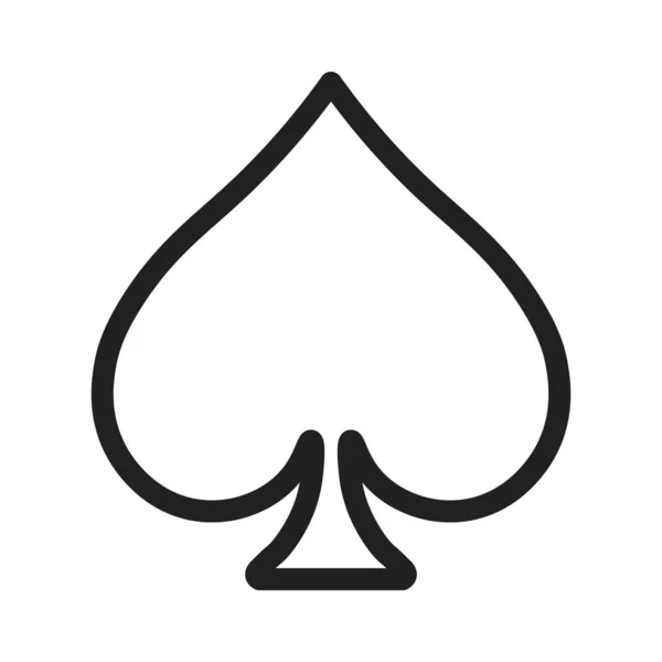 Black outline spade poker suit symbol — ストックベクタ