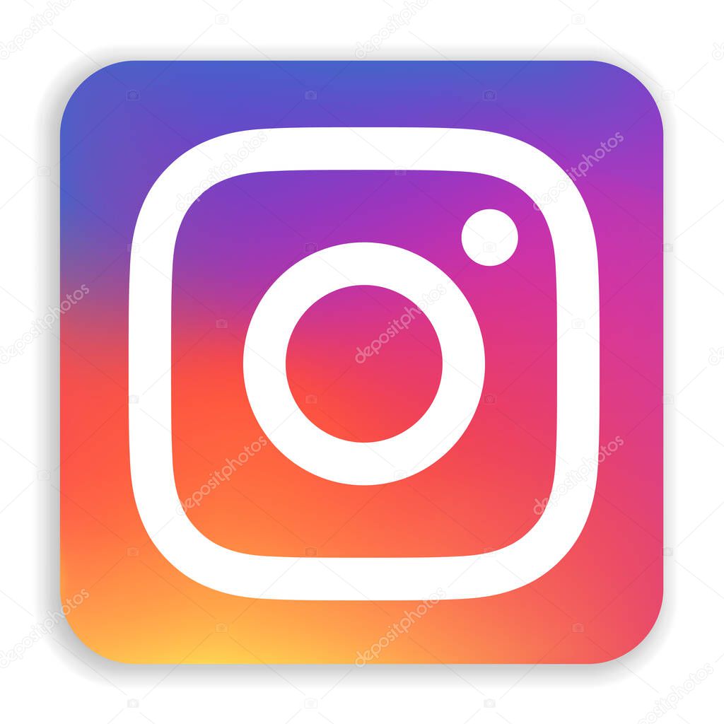 Instagram social media app icon. Square shape vector illustration.