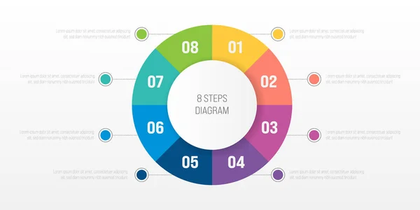 8 pasos procesan diagrama de infografía moderna — Vector de stock