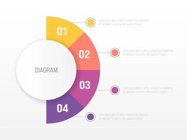 4 pasos procesan diagrama de infografía moderna — Vector de stock