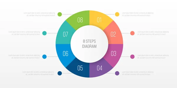 8 кроків процес сучасна інфографічна діаграма — стоковий вектор