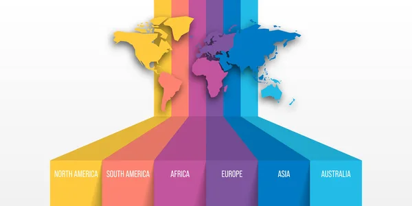 Mapa světa moderní infografické pruhy kontinentu — Stockový vektor
