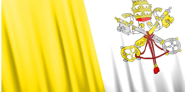 Wavy vector flag of Vatican City — ストックベクタ