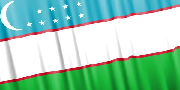 Wavy vector flag of Uzbekistan — Stockový vektor