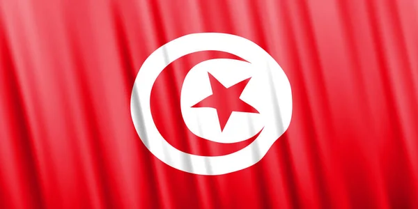 Wavy vector flag of Tunisia — Vector de stock